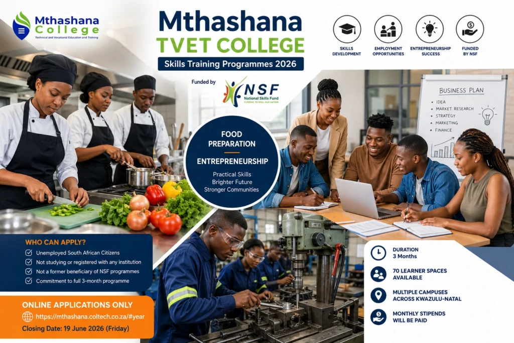 Mthashana TVET College Skills Programmes 2026